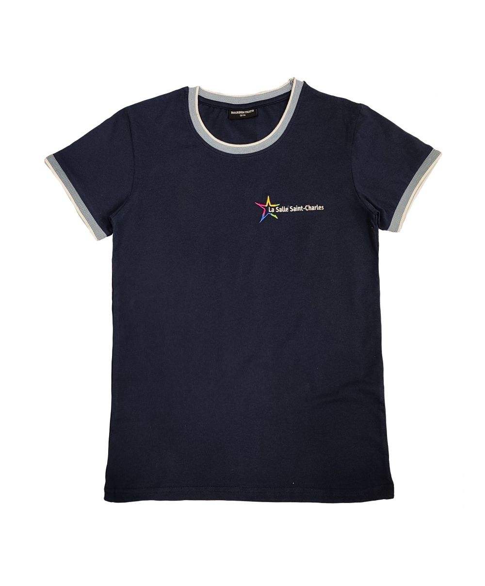 Mixte - Tee Shirt bleu marine - Logo brodé - Collège La Salle Saint Charles