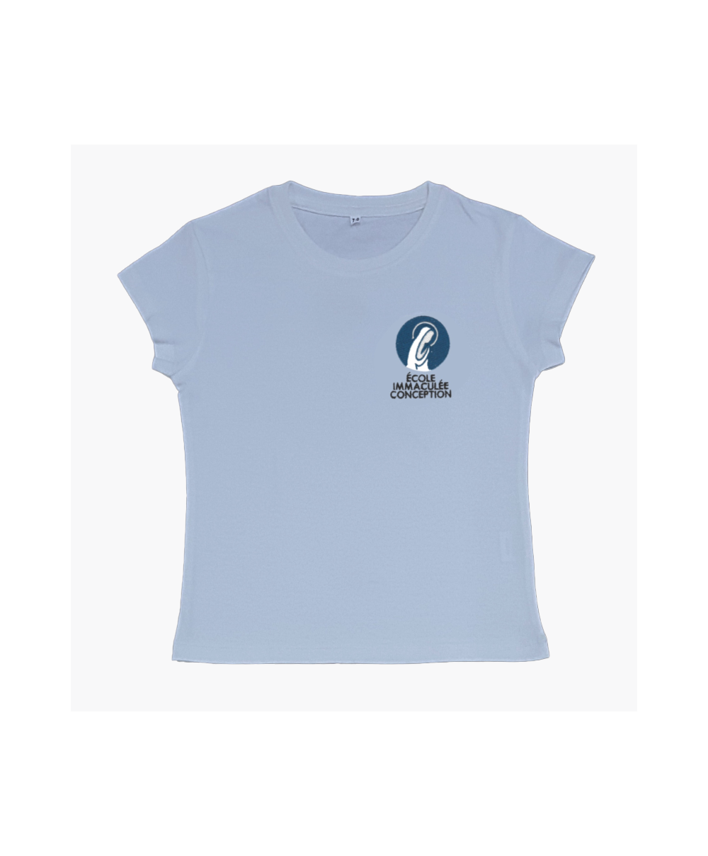 Fille - T-Shirt bleu brodé - Ecole... Fille - T-Shirt bleu brodé - Ecole...