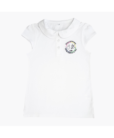 Fille - Polo Jersey Blanc logo brodé - Notre Dame de la Paix