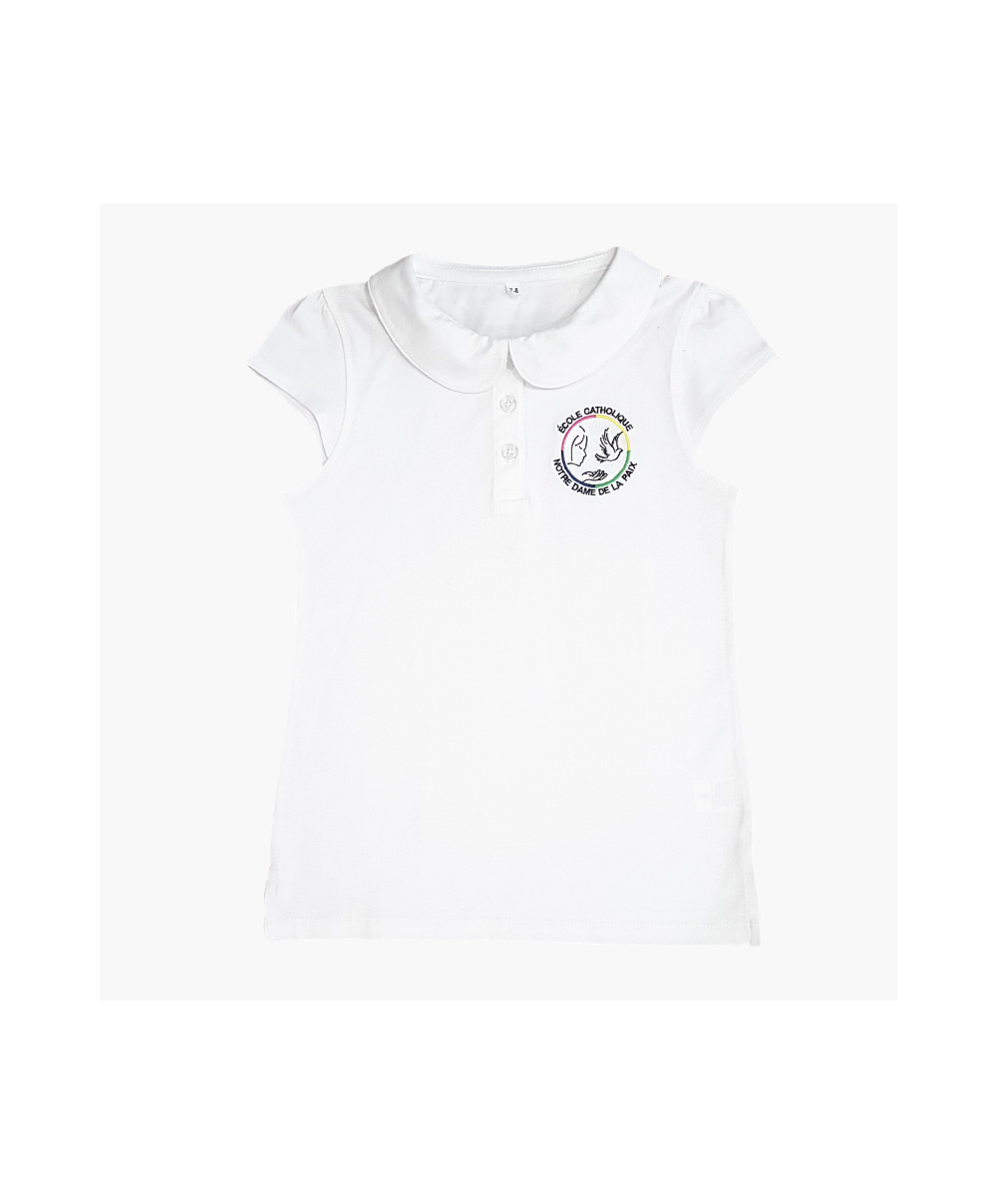 Fille - Polo Jersey Blanc logo brodé - Notre Dame de la Paix