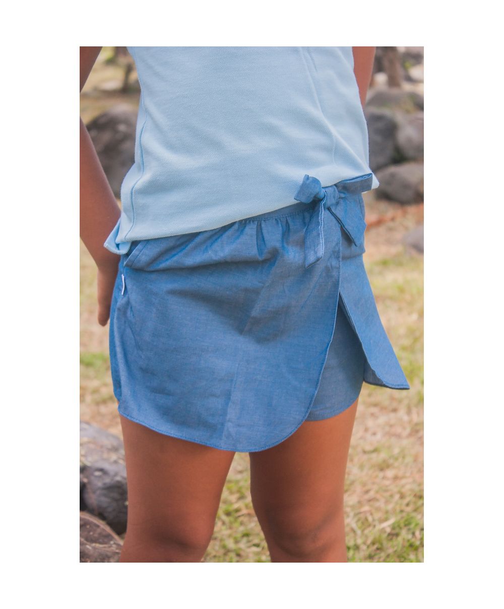 Fille - Jupe Short - Chambray - Saint Gabriel