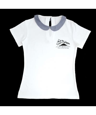 Fille - Polo Blanc Piqué - Col Claudine - Ecole du Baril