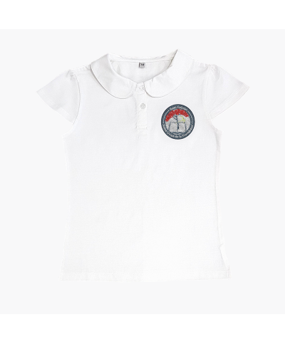 Fille - Polo Jersey Blanc logo brodé - Saint Gabriel et...