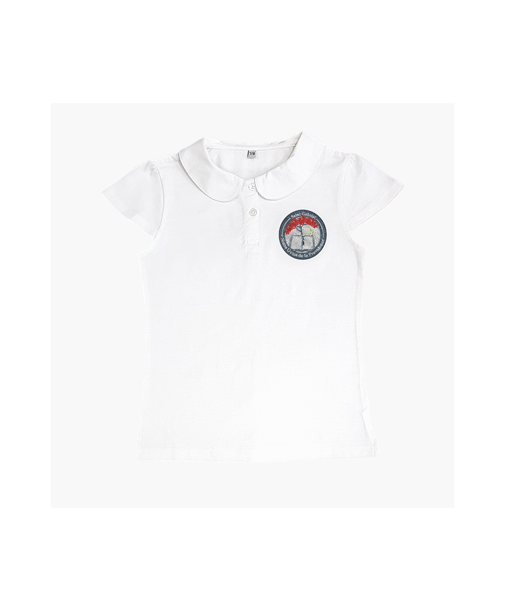 Fille - Polo Jersey Blanc logo brodé - Saint Gabriel et Notre Dame de la Providence