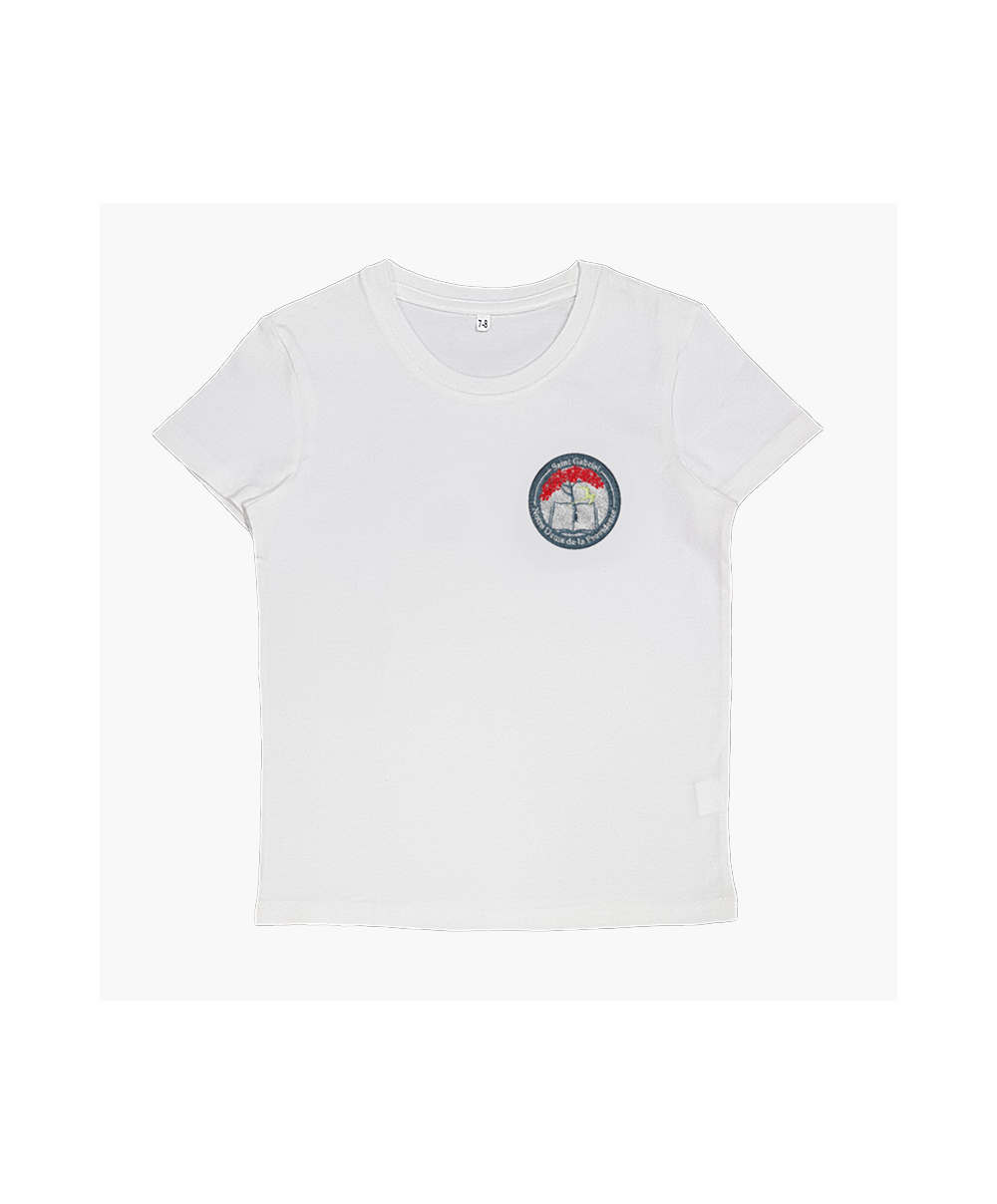 Mixte - Tee Shirt Blanc Logo Brodé coupe droite - Saint Gabriel et Notre Dame de la Providence