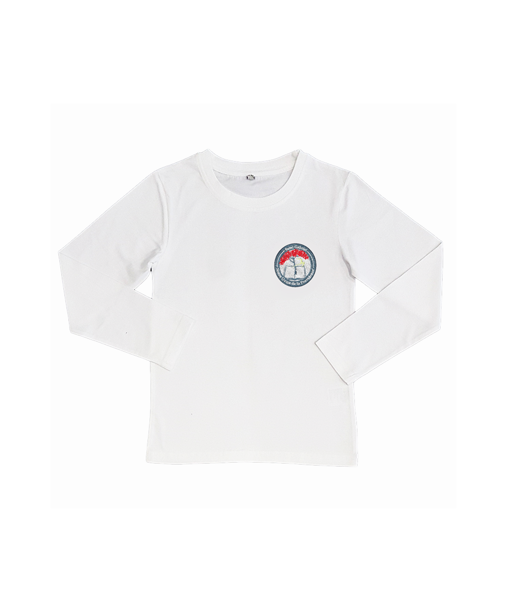 Mixte - Tee shirt Blanc Manche Longue logo brodé - Saint Gabriel et Notre Dame de la Providence