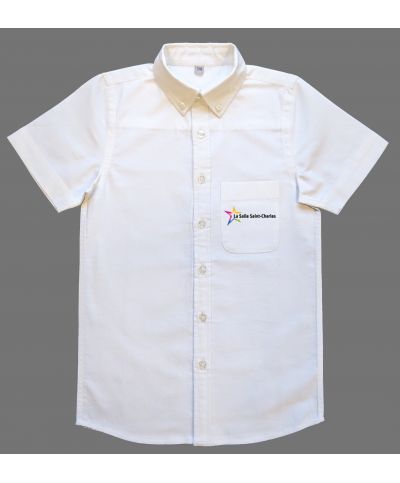 Garçon - Chemisette blanche Logo brodé - Collège La Salle...