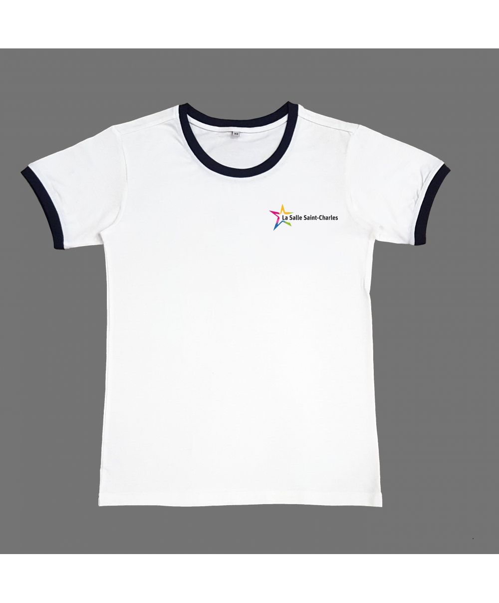 Mixte - Tee Shirt blanc Logo brodé - Collège La Salle Saint-Charles