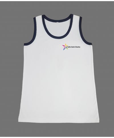 Mixte - Debardeur blanc coupe droite Logo brodé - Collège...