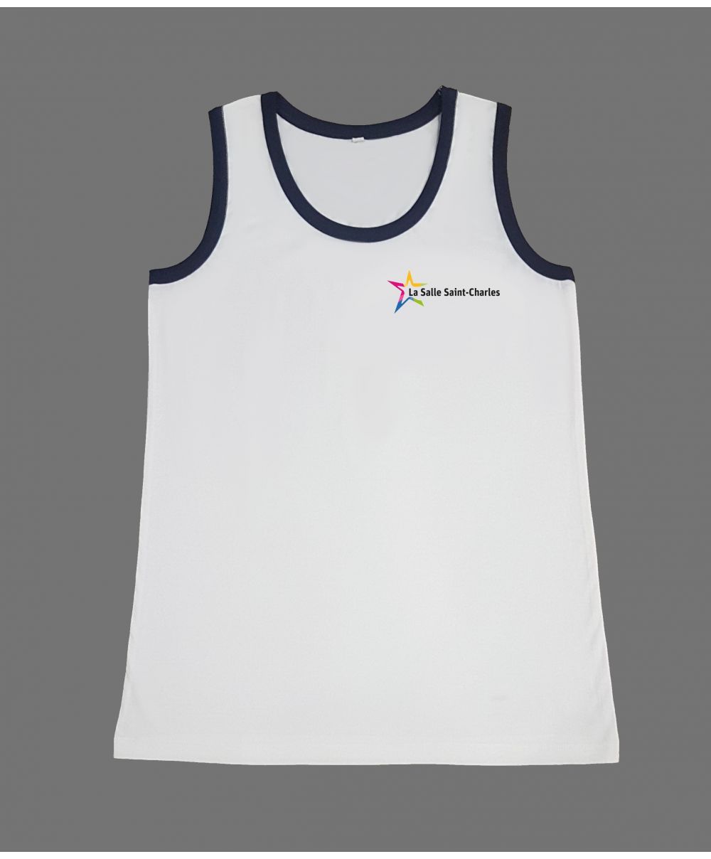 Mixte - Debardeur blanc coupe droite Logo brodé - Collège La Salle Saint-Charles