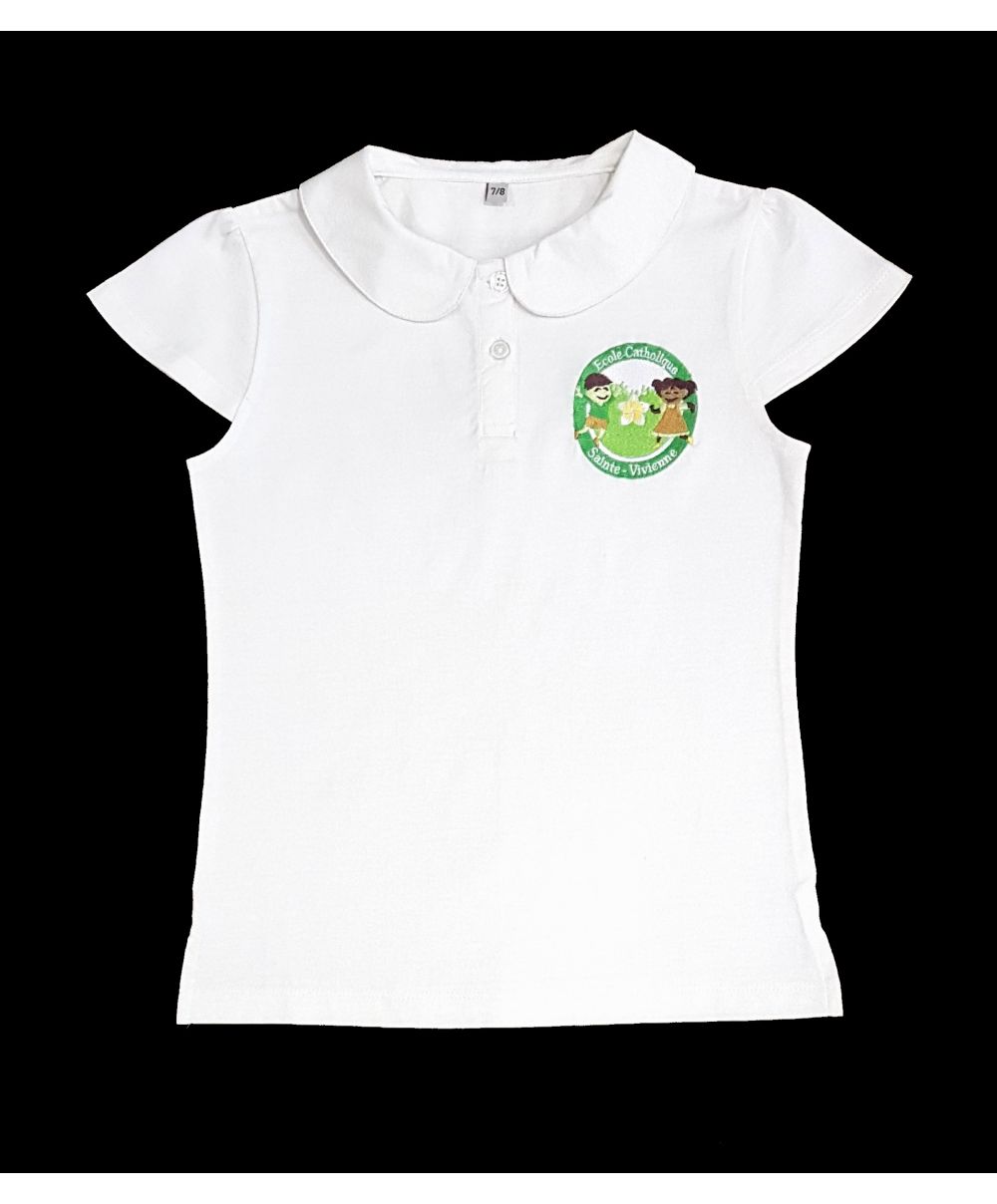 Fille - Polo Jersey Blanc - École Sainte Vivienne